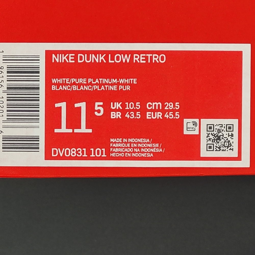 Nike Dunk Low Retro White Pure Platinum Men's Size 11.5 - Gently Used, Like New - Picture 16 of 16